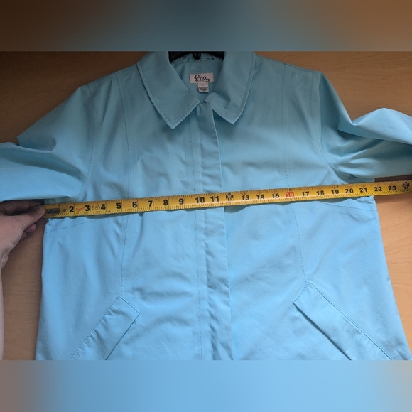 LILLY PULITZER Women Raincoat Style Trench Coat Blue Color With Pockets Size M - Picture 10 of 11
